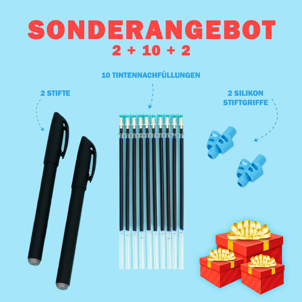 x2 Stiftgriffe + 10 Tintenpatronen + 2 Stifte